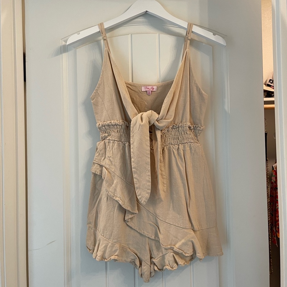 Pink Lily tie front romper!